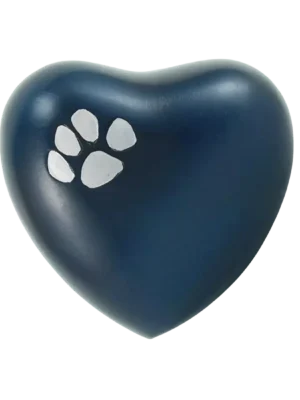 Classic Paw Blue Heart Shaped Pet Urn